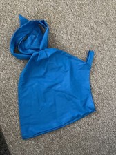 pretty little thing blue faux leather tie side bodycon skirt size 12 new