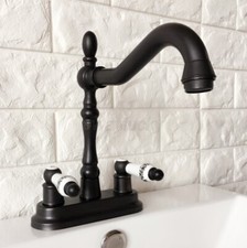 Oil Rubbed Brass Bathroom Vanity Faucet 4"Centerset 2Handle Basin Sink Mixer Tap