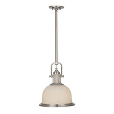 Image of 1 Bulb Ceiling Pendant Light Fitting Brushed Steel LED E27 60W Bulb