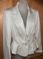 Christian Lacroix Pale Green Pinstripe Silk Wool Fitted Blazer Lace Trim 42 / 10