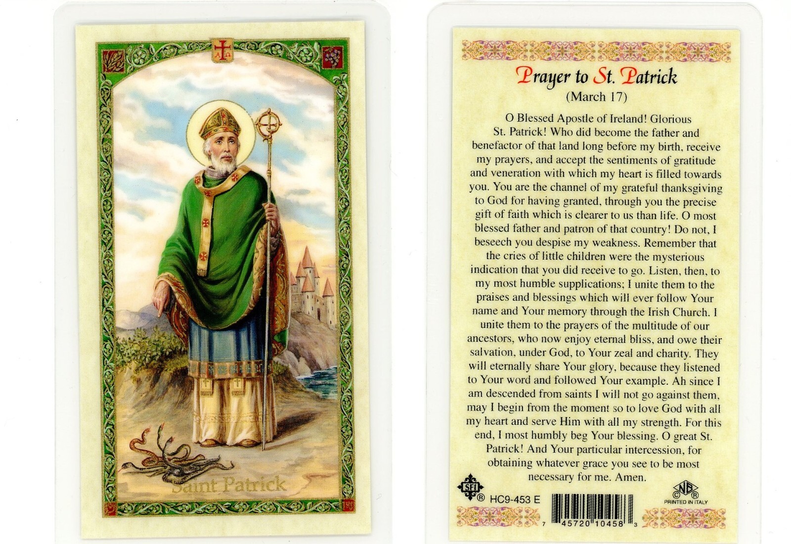 Saint Patrick - Prayer to St. Patrick - Laminated Holy Card HC9-453E | eBay