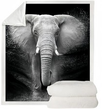 Soft Warm Sherpa Fleece Blanket Galaxy Elephant Cozy Blanket For Sofa Bed50"x60"