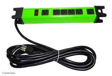 POWER STRIP – 6 outlets – long 15 FT power cord – heavy duty metal body – green