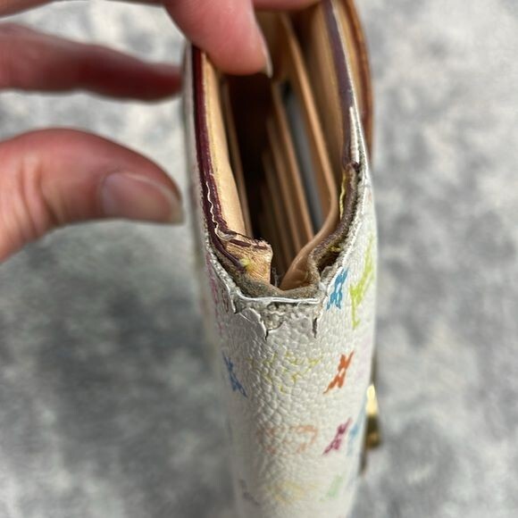 Louis Vuitton White Multicolor Eugenie Long Pushlock Wallet Takashi Murakami thumbnail 10