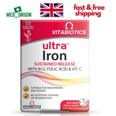 Vitabiotics Ultra Iron With B12, Folic Acid & Vit C - 30 Tablets ***DISCOUNT***