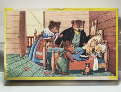 VINTAGE 1970's Picture Cubes Goldilocks and the Three Bears Wood Cube Puzzle