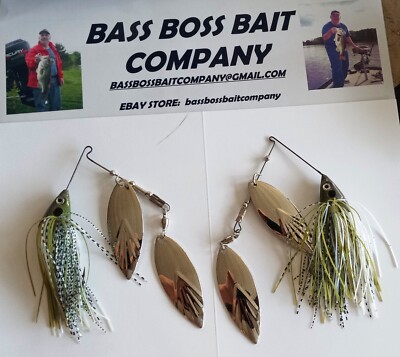 TWO 1/2 OZ BASS BOSS ANGELFISH SPINNERBAITS-PRO SKIRT, OWNER HOOK & HS SS WIRE