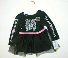 NEW NWT Cat Jack Glow in the Dark Black Dress Infant 12M Skeleton Pink Bones