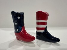 Cowboy Boot Salt Pepper Shakers Shaker USA Texas Flag New Set Kitchen Western