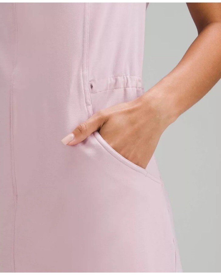 Lululemon French Terry V-Neck Romper in Pink Peony One Piece