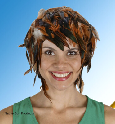 1/2 Bronze / Black  Rooster Schlappen Feathers Halloween Costume Punk Retro New 