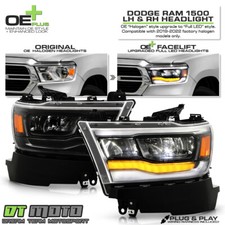 Halogen Upgrade To Full Led Black Headlight For 2019-2024 Ram 1500 W/adapter Set
