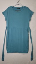 EUC Women's Large MEROKEETY Blue/Teal Casual Soft Dress With Build in Belt
