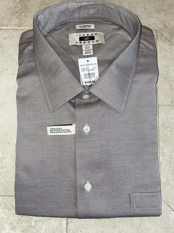 Joseph Abboud Dress Shirt - Size 18 1/2~ 36/37 Tall.  Non Iron Classic Fit.  NWT
