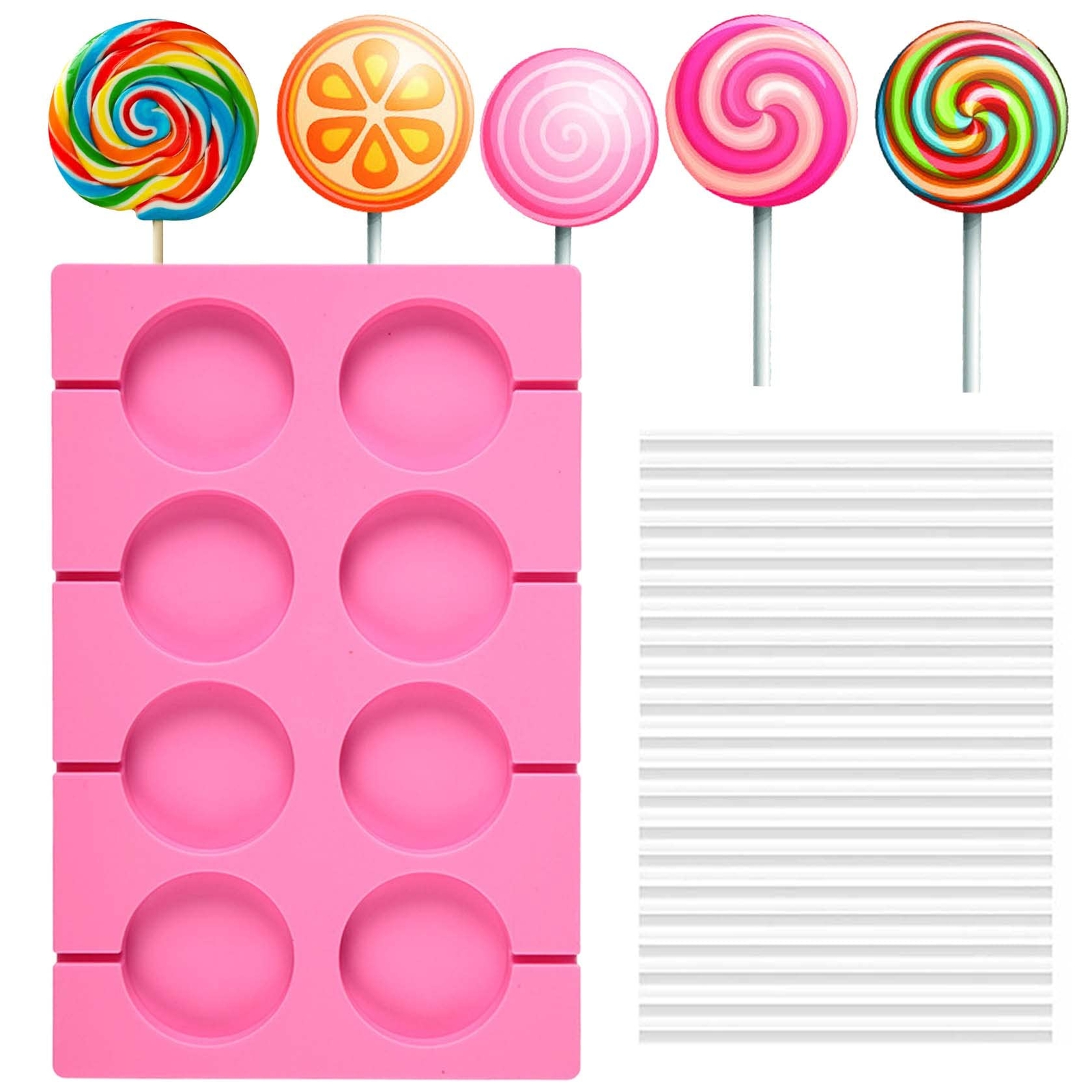 2 Moldes De Silicona Para Piruletas, Moldes Redondos Para Cubitos De Hielo, Antiadherentes, Fáciles De Desmoldear, Para Pasteles, Dulces, Gelatinas Y Chocolate