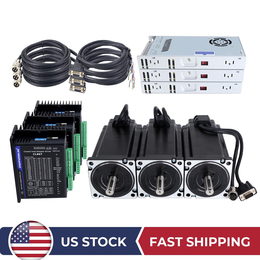 STEPPERONLINE 3 Axis 12Nm Nema 34 Closed Loop Stepper Motor Driver CL86T Kit