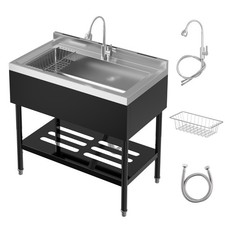 36x20x35.5inch Freestanding Stainless Steel Utility Sink with Faucet Single Bowl
