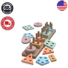 Shape Sorter and Stacking Blocks for 1-2 Olds - Colorful Montessori Gift