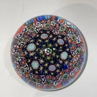 Vintage Murano Millifiori Art Glass Paperweight 2.5” Multicolor Bed Of Flowers
