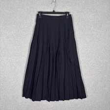 Vintage Austin Reed Skirt Small Navy Plaid Pleated Academia School 50s 60s 70s