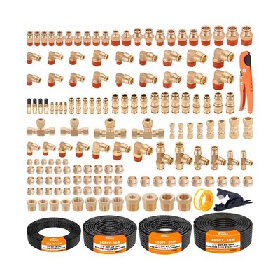 CheeMuii 156 PCS Brass DOT Air Line Fittings with 4 Roll 100FT 1/8'' 1/4'' 3/8''...