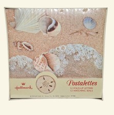 NOS Vintage Hallmark Postalettes Beach Seashells Letter Cards and Seals - Sealed