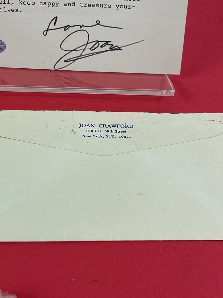 Hand Signed Joan Crawford Hand Signed Letter 1972 PSA Actress Academy Award Winner ...