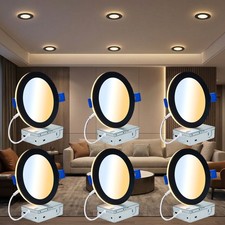 6 Pack 4" 5CCT LED Recessed Ceiling Light Dimmable Panel Downlight w Night Light