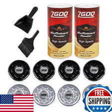 ZGDQ Shuffleboard Wax Powder  Pucks Set, 2-1/8" 53mm - 8 Pucks, 2 Wax Cans