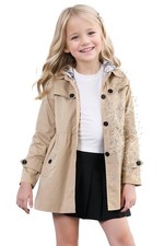 Girls Waterproof Trench Coat Hooded Lightweight Windbreaker Rain Jacket