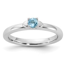 925 Sterling Silver Stackable Expressions Blue Topaz Ring Size 8