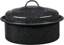 Granite Ware 8.7-Inch Covered Round Roaster, 3 Lb 9.25in. x 5.5in, Black 