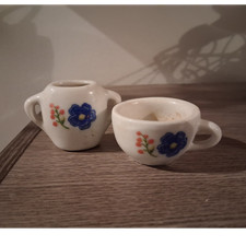 Vintage Miniature Porcelain Tea Set Blue Floral Design Collectible Pieces