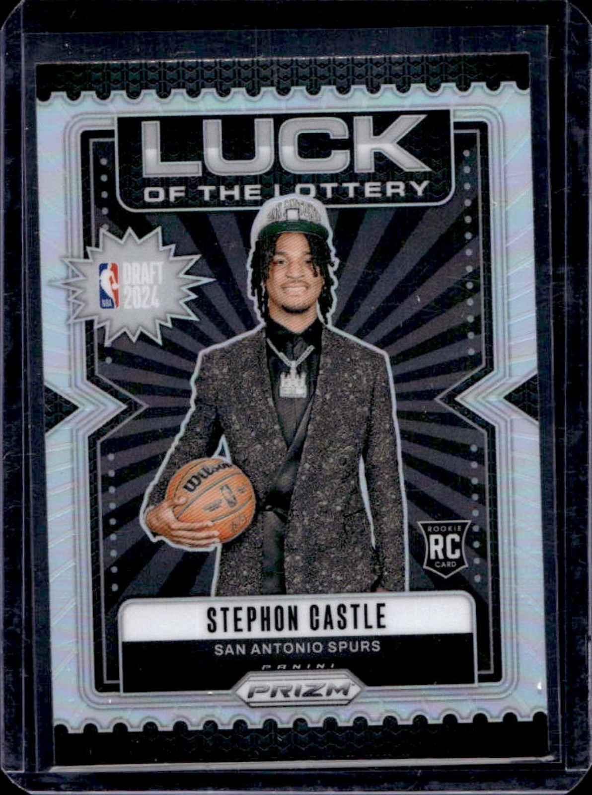 2024-25 Prizm Stephon Castle Luck of the Lottery RC Silver #12 Spurs