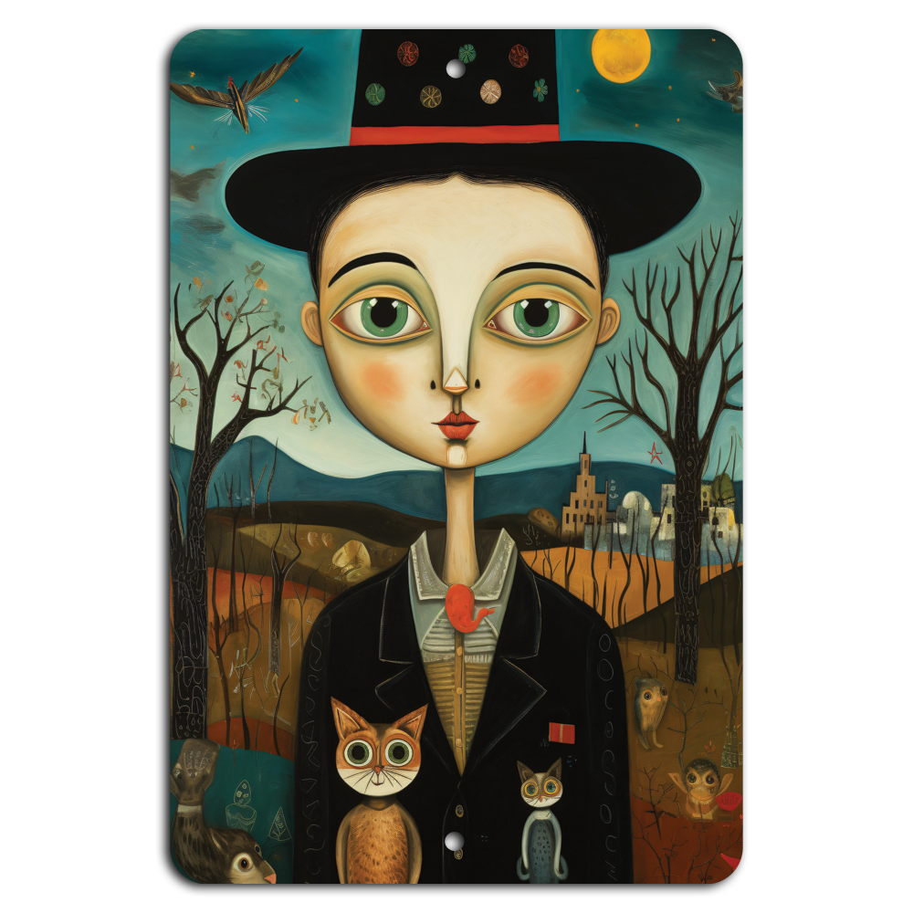 Mystical Observer: Surreal Nighttime Portrait Sign