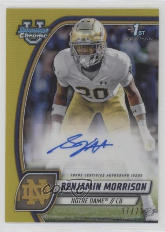 2024 Bowman U Chrome Prospect Yellow Refractor /75 Benjamin Morrison Auto