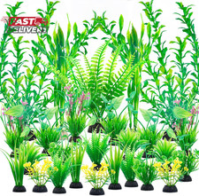 Ameliade Aquarium Artificial Green Plastic Plants Decorations 26 PCS Large Fish