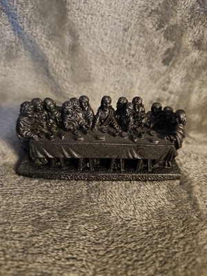 '' THE LAST SUPPER ''  Plaster 3-D Relief Painted Black 3.5'' Long 