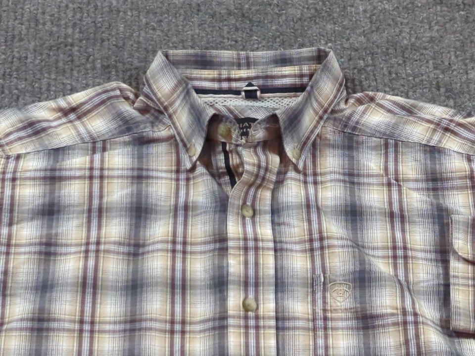 Camisa Ariat Hombre Pequeña Calce Clásico Botón Manga Larga Cuadros Serie Pro  Foto 2 de 4