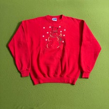Vintage Endless Designs Red Snowman Embroidered Sweatshirt Crewneck USA Made XL