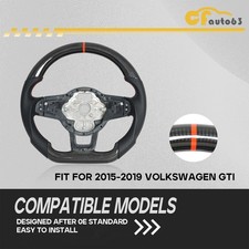 Real Carbon Fiber Steering Wheel For 15-19 Volkswagen Golf Mk7 Mk7.5 Gti R-line Real Carbon Fiber Steering Wheel For 15-19 Volkswagen Golf Mk7 Mk7.5 Gti R-line