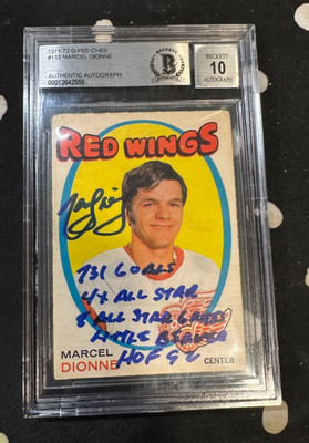 1971-72 O-PEE-CHEE # 133 Marcel Dionne Rookie Card Beckett 10 Autographed HOF 92