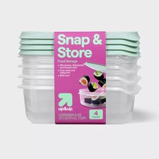 Snap Store Small Food Storage Containers,16 fl oz 4ct,BPA Free Stackable
