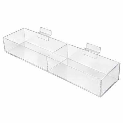 Clear Acrylic Slatwall Display Bin Multi Compartment Retail Organizer