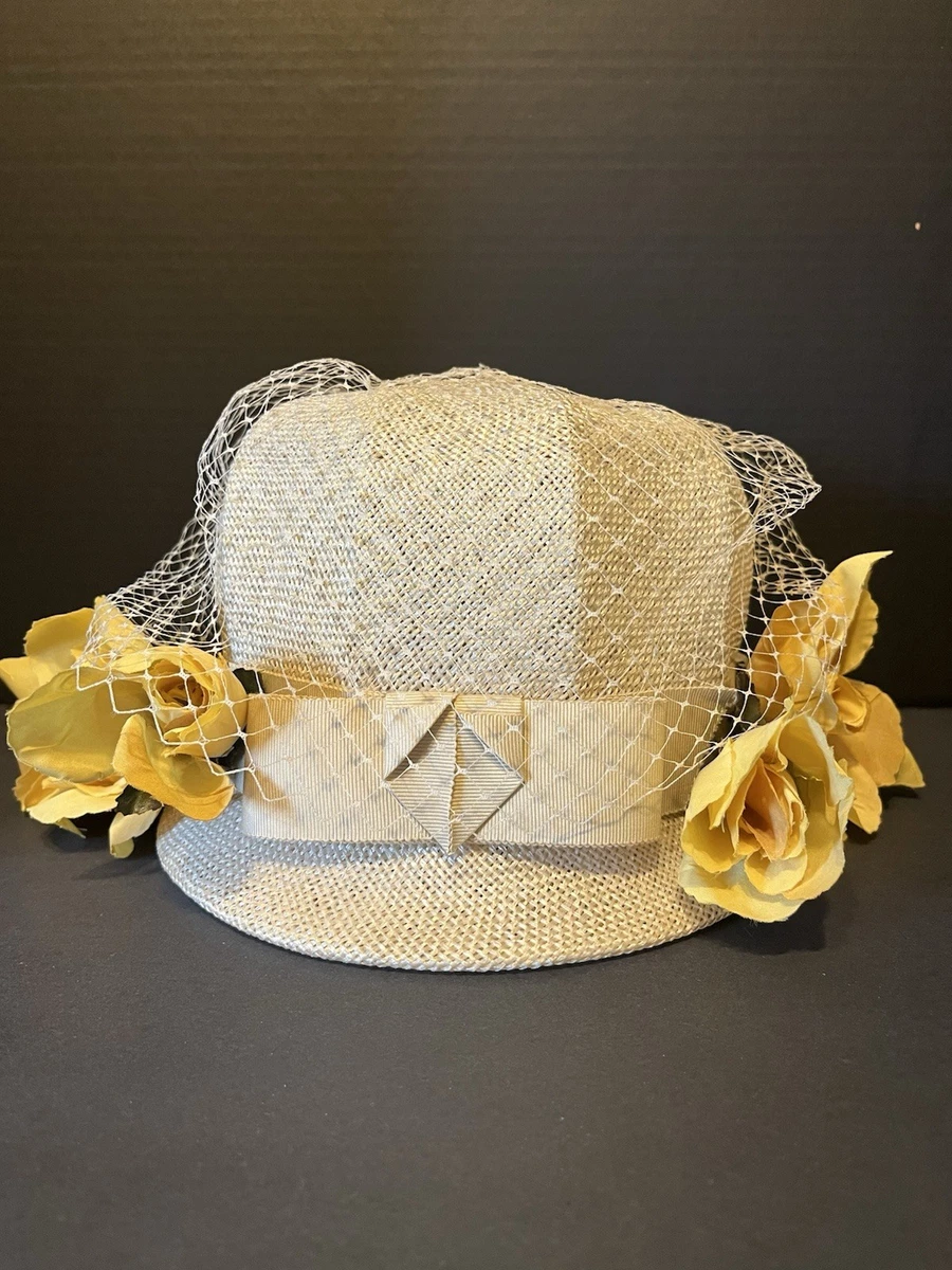 Vintage‎ Pillbox Hat Women OS Mustard Yellow Excellent Gold Mesh Sequin ,Wool Sequin Pillbox Original Vintage Hats for Women for sale | eBay main image 4