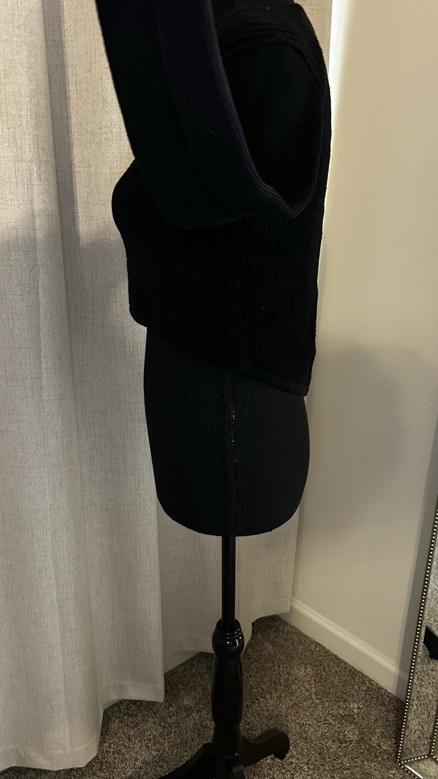 CABI Solid Black Ribbed Prep Cropped Pullover Cre… - image 6