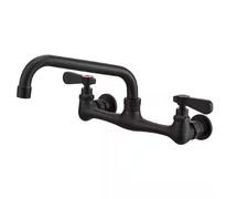 BWE 2-Handle Wall Mount Kitchen Faucet With 8 Inch Swivel Spout Matte Black