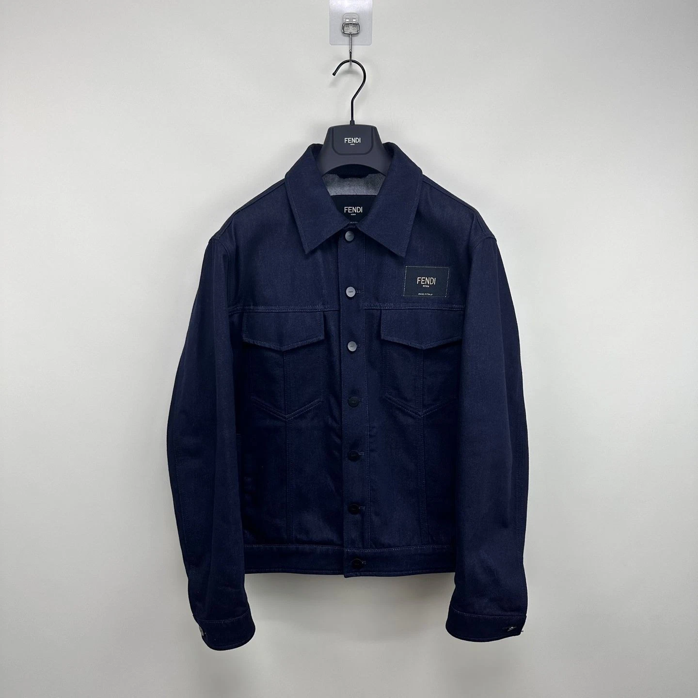 Giacca patch denim logo Fendi 48 120719046