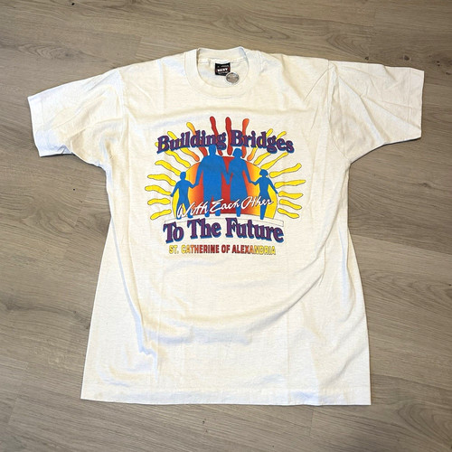 Best Fruit of the Loom Unisex L White Crew Neck Knit Graphic Print Tee