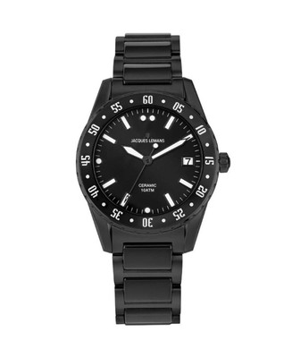 JACQUES LEMANS Men Analog Quartz Casual Watch Classic Dress Black Dial Waterproo
